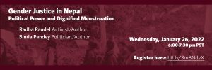 RESCHEDULED: Gender Justice in Nepal: Political Power and Dignified Menstruation